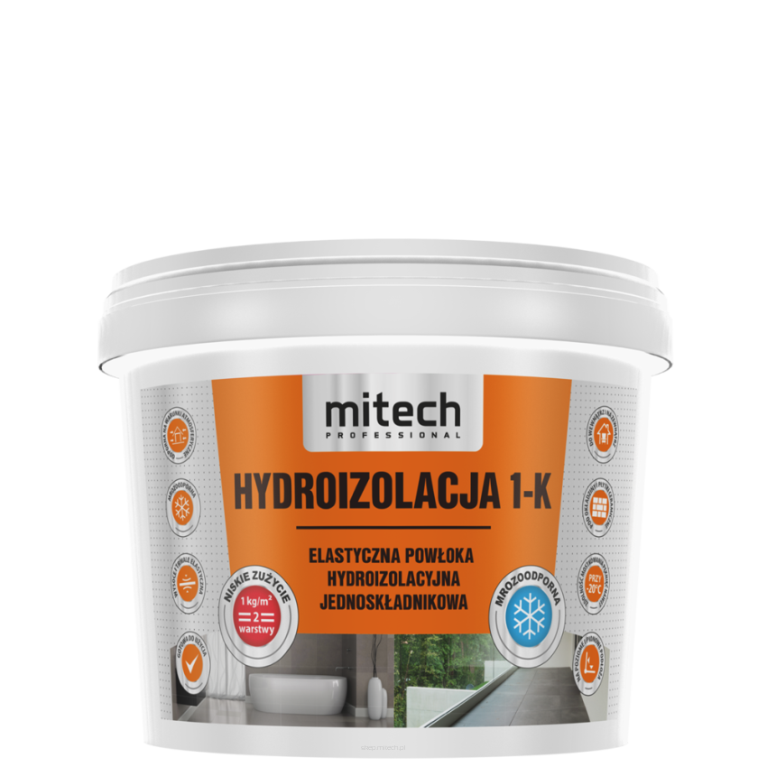 MITECH HYDROIZOLACJA 1-K powłoka hydroizolacyjna jednoskładnikowa 5kg